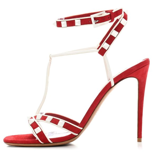 Valentino Garavani Free Rockstud T-strap Ankle Wrap High Sandals - Picture 1 of 4